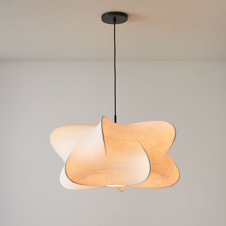 Traditional Japanese Hardware Silk Drum 1-Light Pendant Light For Bedroom