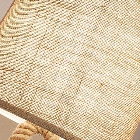 Lampe de table 1 lumière en fer et tissu avec motif de nœud de corde torsadée nautique créative contemporaine en forme de tambour pour chambre à coucher 