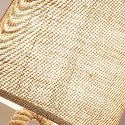 Contemporary Creative Nautical Twisted Rope Knot Drum Shape Fabric Iron 1-Light Table Lamp For Bedroom