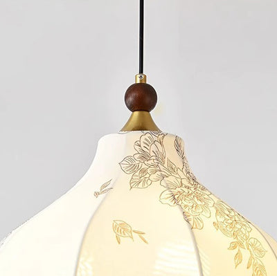 Traditionelles französisches rundes trapezförmiges Blumenmuster aus Holzstoff 1/3/5 - Leuchten Pendelleuchte für Wohnzimmer 