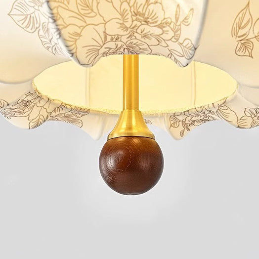 Traditionelles französisches rundes trapezförmiges Blumenmuster aus Holzstoff 1/3/5 - Leuchten Pendelleuchte für Wohnzimmer 