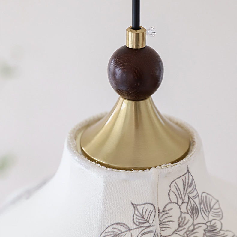 Traditionelles französisches rundes trapezförmiges Blumenmuster aus Holzstoff 1/3/5 - Leuchten Pendelleuchte für Wohnzimmer 