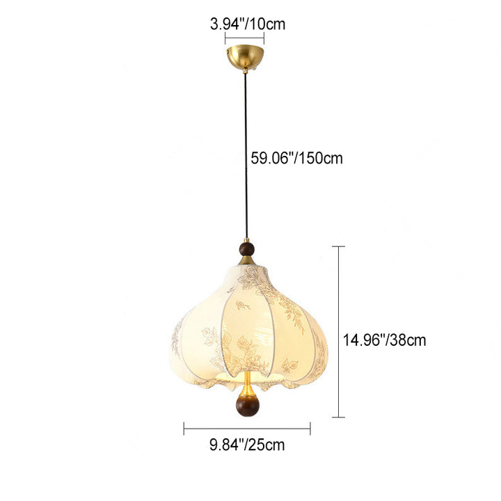 Lámpara colgante de madera con patrón de flores trapezoidal redonda tradicional francesa 1/3/5 - Luz para sala de estar 