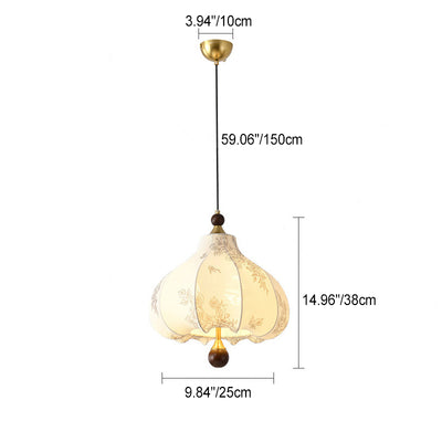 Traditionelles französisches rundes trapezförmiges Blumenmuster aus Holzstoff 1/3/5 - Leuchten Pendelleuchte für Wohnzimmer 