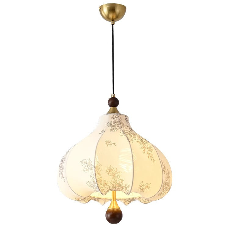 Traditionelles französisches rundes trapezförmiges Blumenmuster aus Holzstoff 1/3/5 - Leuchten Pendelleuchte für Wohnzimmer 
