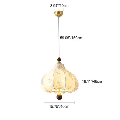 Traditionelles französisches rundes trapezförmiges Blumenmuster aus Holzstoff 1/3/5 - Leuchten Pendelleuchte für Wohnzimmer 