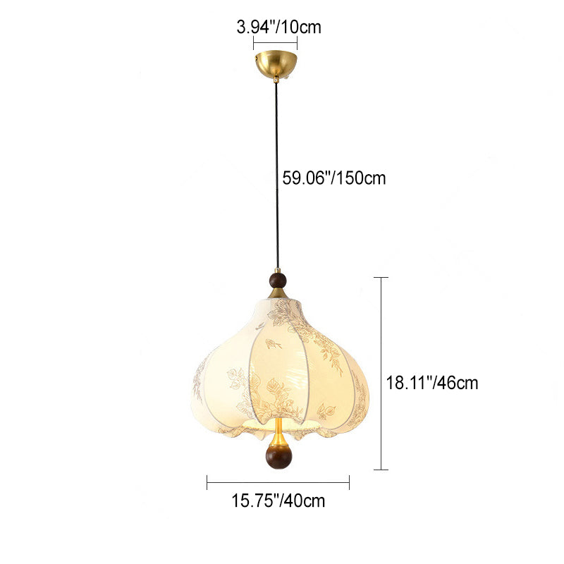Traditionelles französisches rundes trapezförmiges Blumenmuster aus Holzstoff 1/3/5 - Leuchten Pendelleuchte für Wohnzimmer 