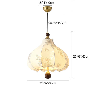 Traditionelles französisches rundes trapezförmiges Blumenmuster aus Holzstoff 1/3/5 - Leuchten Pendelleuchte für Wohnzimmer 