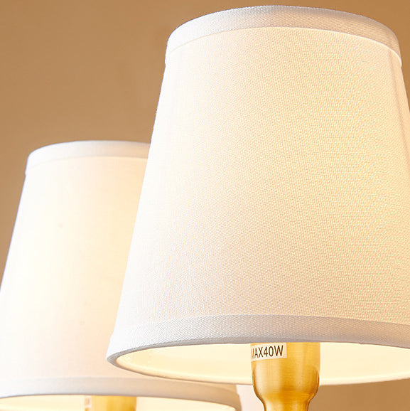 Traditional European Brass Fabric Cylinder Shade 1/2-Light Wall Sconce Lamp For Living Room