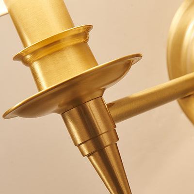 Traditional European Brass Fabric Cylinder Shade 1/2-Light Wall Sconce Lamp For Living Room