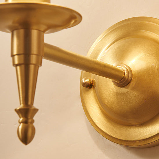 Traditional European Brass Fabric Cylinder Shade 1/2-Light Wall Sconce Lamp For Living Room