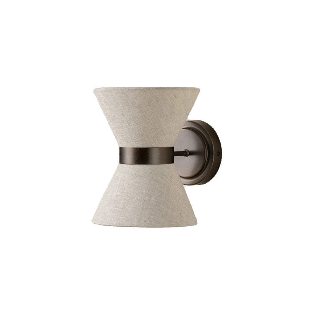 Lampe murale à deux lumières en fer avec tissu en forme de sablier japonais traditionnel pour le salon 