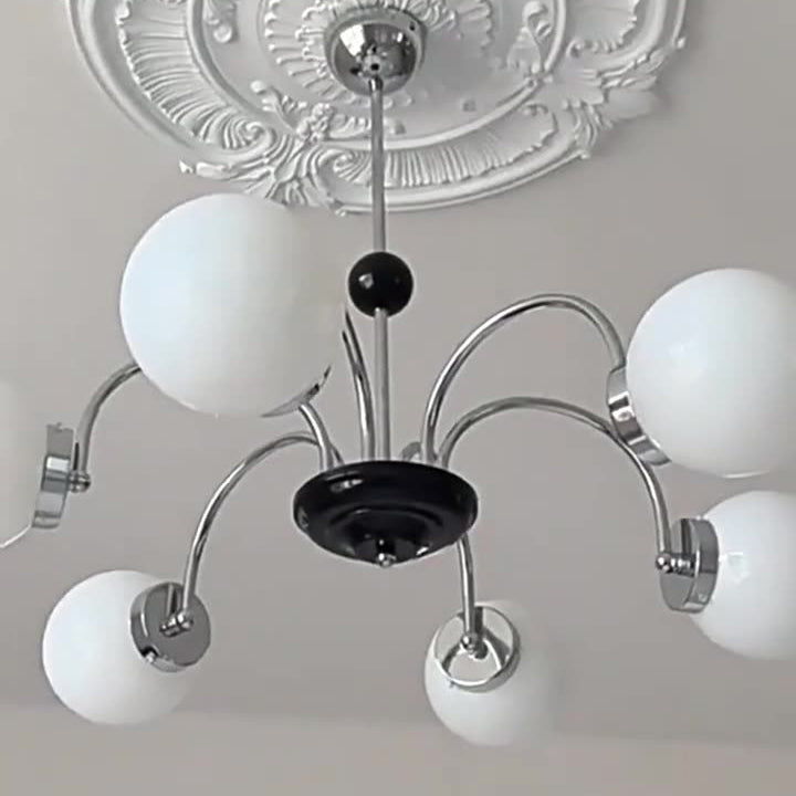 Lustre contemporain rétro en fer et verre en forme de branche de haricot magique à 3/5/6/8 lumières pour salon 