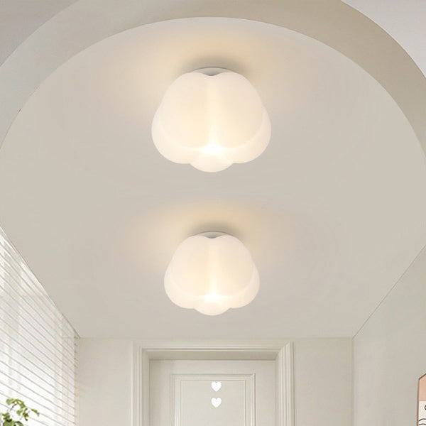 Zeitgenössische nordische Kürbisform Eisen PE 1-Licht Semi-Flush Mount Deckenleuchte für den Flur 