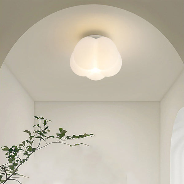 Zeitgenössische nordische Kürbisform Eisen PE 1-Licht Semi-Flush Mount Deckenleuchte für den Flur 