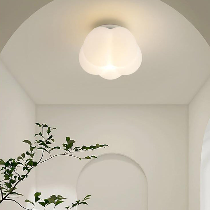 Zeitgenössische nordische Kürbisform Eisen PE 1-Licht Semi-Flush Mount Deckenleuchte für den Flur 