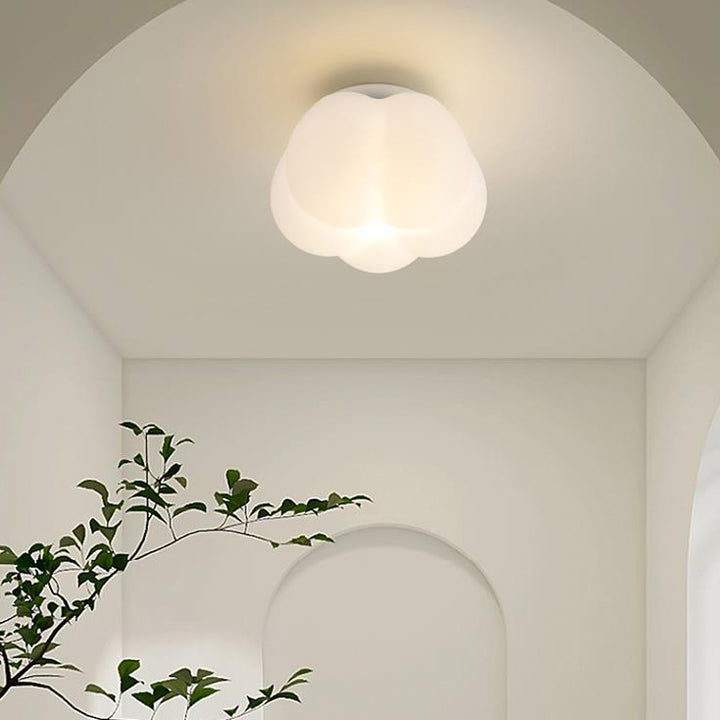 Zeitgenössische nordische Kürbisform Eisen PE 1-Licht Semi-Flush Mount Deckenleuchte für den Flur 