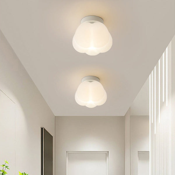 Zeitgenössische nordische Kürbisform Eisen PE 1-Licht Semi-Flush Mount Deckenleuchte für den Flur 