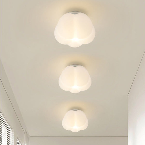 Zeitgenössische nordische Kürbisform Eisen PE 1-Licht Semi-Flush Mount Deckenleuchte für den Flur 