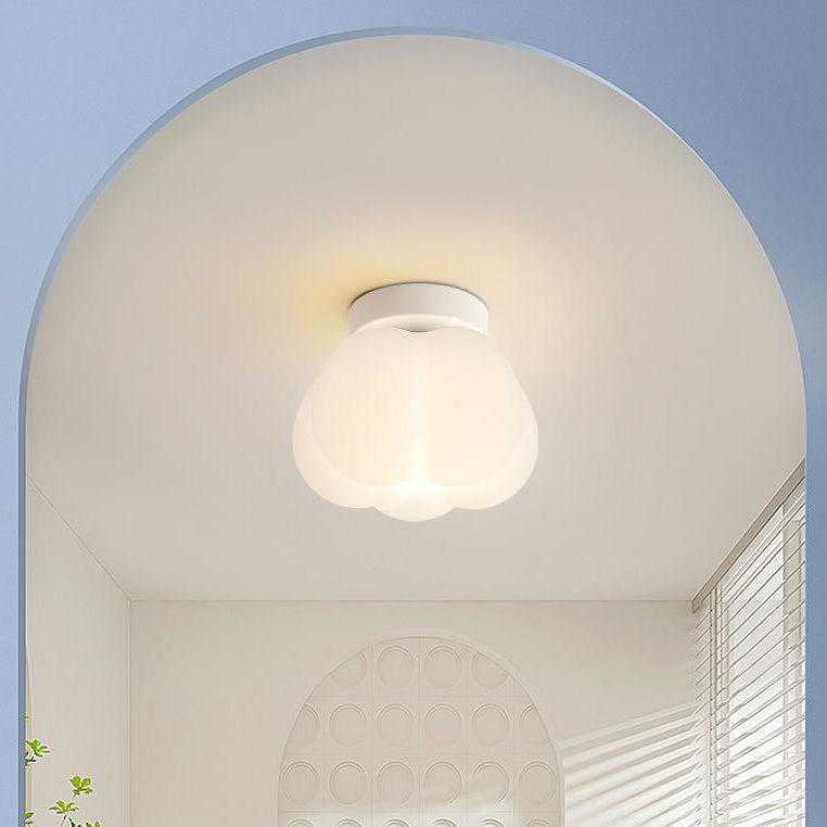 Zeitgenössische nordische Kürbisform Eisen PE 1-Licht Semi-Flush Mount Deckenleuchte für den Flur 