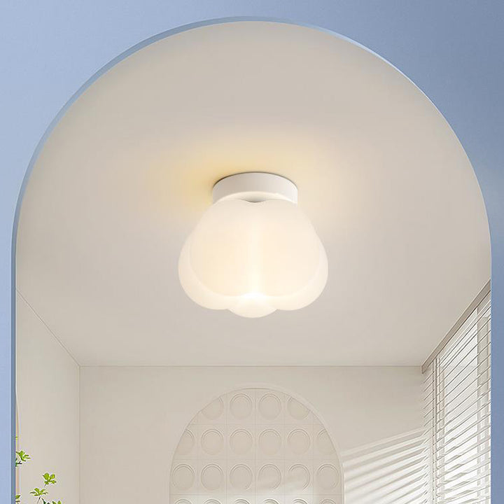 Zeitgenössische nordische Kürbisform Eisen PE 1-Licht Semi-Flush Mount Deckenleuchte für den Flur 