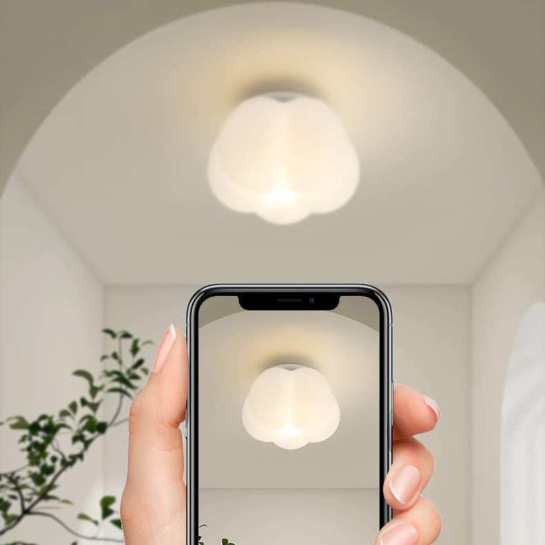 Zeitgenössische nordische Kürbisform Eisen PE 1-Licht Semi-Flush Mount Deckenleuchte für den Flur 