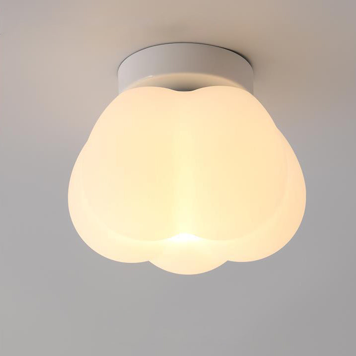 Zeitgenössische nordische Kürbisform Eisen PE 1-Licht Semi-Flush Mount Deckenleuchte für den Flur 