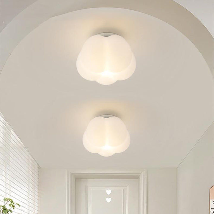 Zeitgenössische nordische Kürbisform Eisen PE 1-Licht Semi-Flush Mount Deckenleuchte für den Flur 