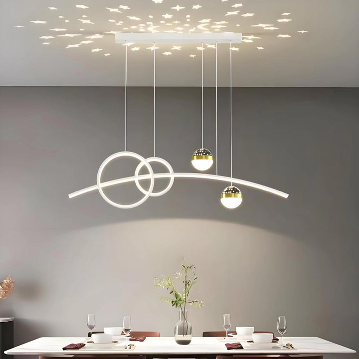 Contemporain Créatif Réglable Ciel Étoilé Projection Courbé Droit Aluminium Silicone Acrylique LED Îlot Lumière Lustre Pour Salon 