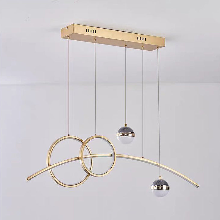 Contemporary Creative Adjustable Starry Sky Projection Curved Straight Aluminum Silicone Acrylic LED Island Light Chandelier For Living Room