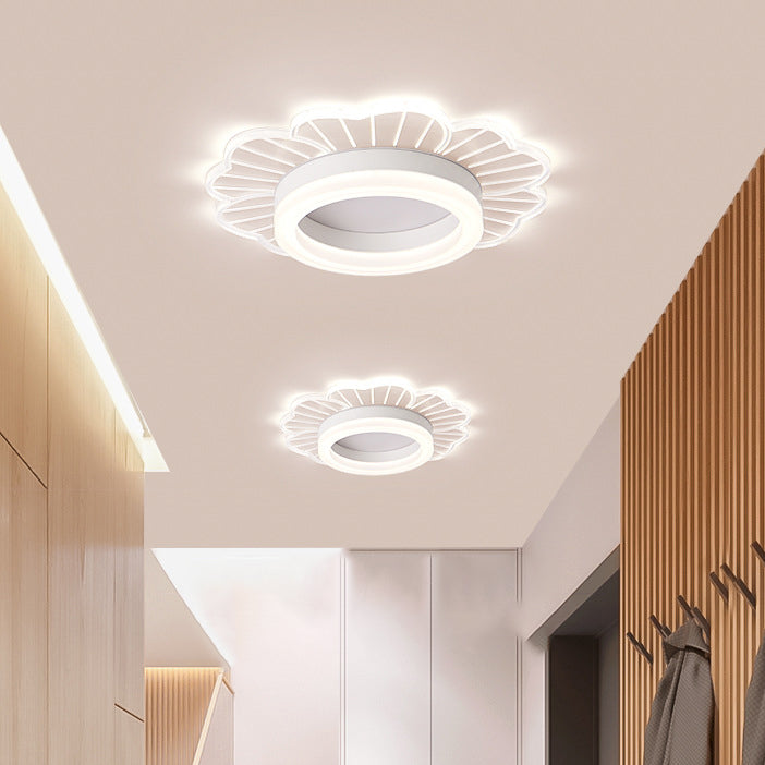 Luz de techo empotrada LED de hierro acrílico redonda nórdica contemporánea para pasillo 