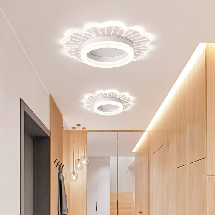Luz de techo empotrada LED de hierro acrílico redonda nórdica contemporánea para pasillo 