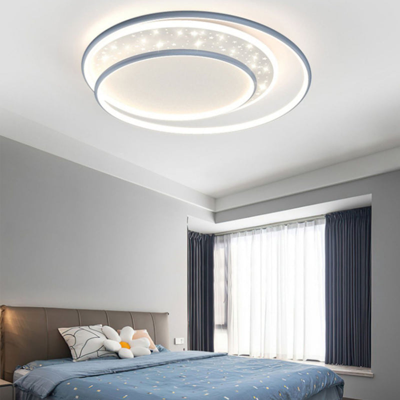 Luz de techo empotrada LED contemporánea creativa de hierro, aluminio y acrílico con cielo estrellado y diseño redondo hueco para sala de estar 