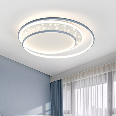 Luz de techo empotrada LED contemporánea creativa de hierro, aluminio y acrílico con cielo estrellado y diseño redondo hueco para sala de estar 