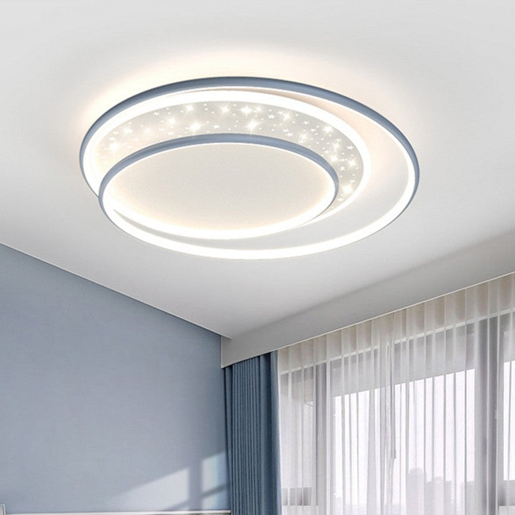 Luz de techo empotrada LED contemporánea creativa de hierro, aluminio y acrílico con cielo estrellado y diseño redondo hueco para sala de estar 