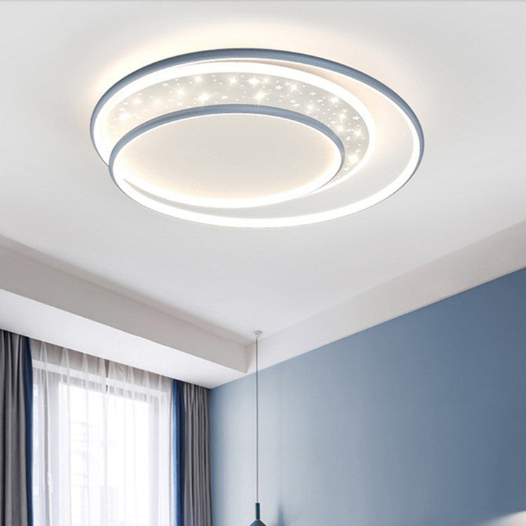 Luz de techo empotrada LED contemporánea creativa de hierro, aluminio y acrílico con cielo estrellado y diseño redondo hueco para sala de estar 