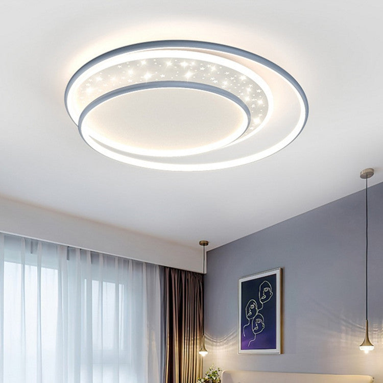 Luz de techo empotrada LED contemporánea creativa de hierro, aluminio y acrílico con cielo estrellado y diseño redondo hueco para sala de estar 