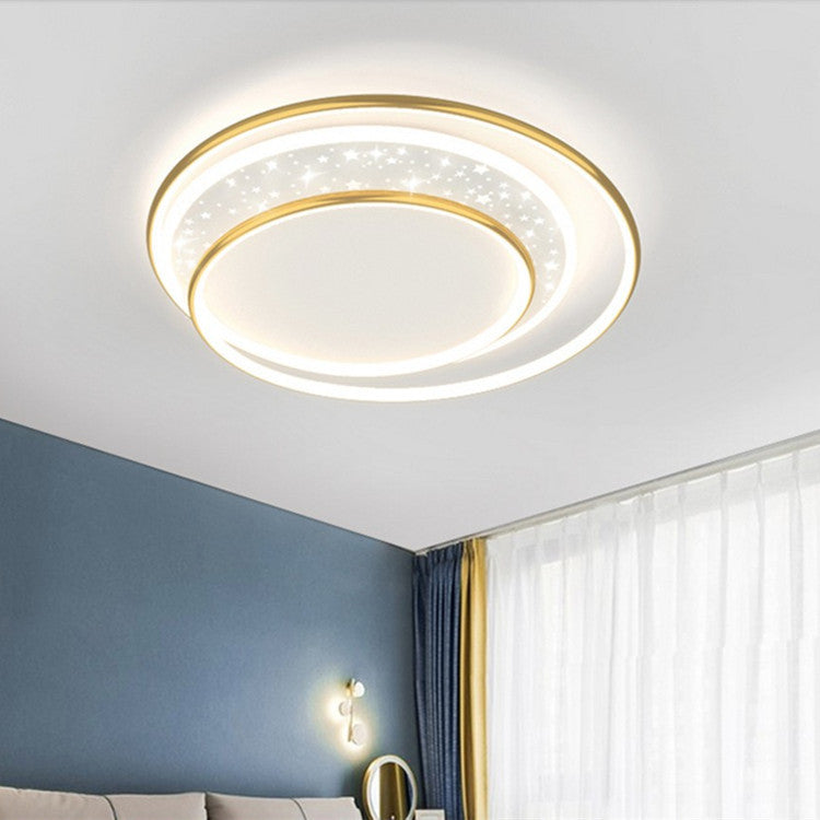 Luz de techo empotrada LED contemporánea creativa de hierro, aluminio y acrílico con cielo estrellado y diseño redondo hueco para sala de estar 