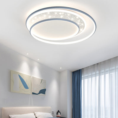 Luz de techo empotrada LED contemporánea creativa de hierro, aluminio y acrílico con cielo estrellado y diseño redondo hueco para sala de estar 