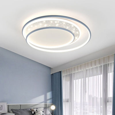 Luz de techo empotrada LED contemporánea creativa de hierro, aluminio y acrílico con cielo estrellado y diseño redondo hueco para sala de estar 