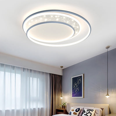 Luz de techo empotrada LED contemporánea creativa de hierro, aluminio y acrílico con cielo estrellado y diseño redondo hueco para sala de estar 