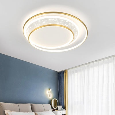 Luz de techo empotrada LED contemporánea creativa de hierro, aluminio y acrílico con cielo estrellado y diseño redondo hueco para sala de estar 