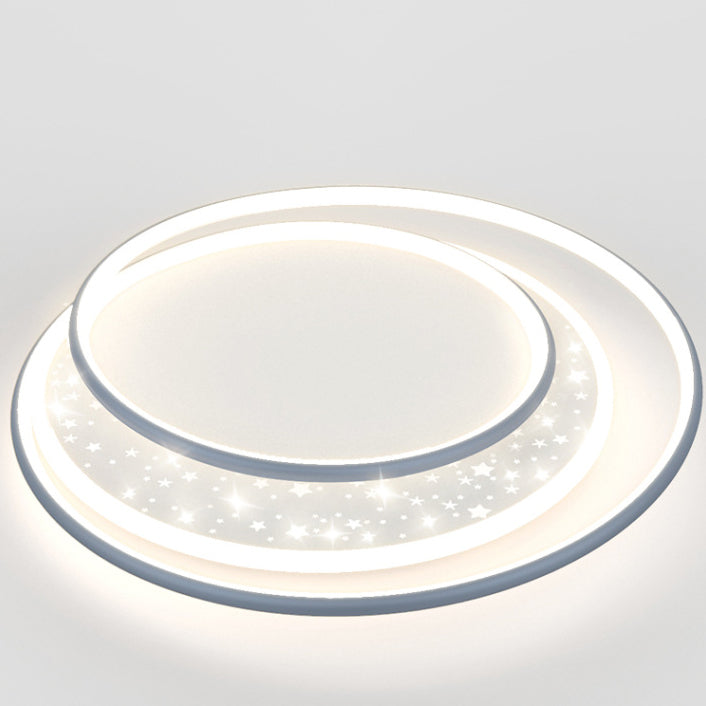 Luz de techo empotrada LED contemporánea creativa de hierro, aluminio y acrílico con cielo estrellado y diseño redondo hueco para sala de estar 