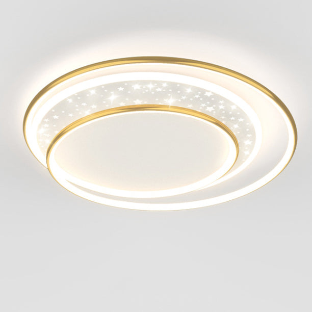 Luz de techo empotrada LED contemporánea creativa de hierro, aluminio y acrílico con cielo estrellado y diseño redondo hueco para sala de estar 