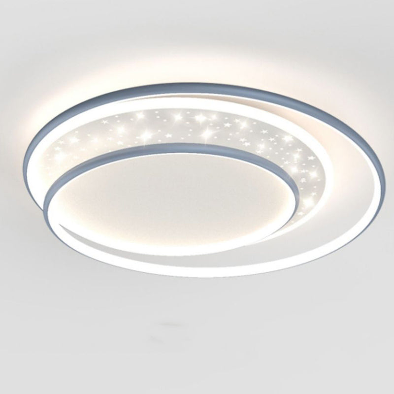 Luz de techo empotrada LED contemporánea creativa de hierro, aluminio y acrílico con cielo estrellado y diseño redondo hueco para sala de estar 