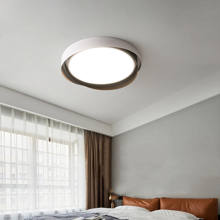 Luz de techo LED montada al ras con anillo de círculo multicapa geométrico de acrílico y hierro creativo contemporáneo para sala de estar 