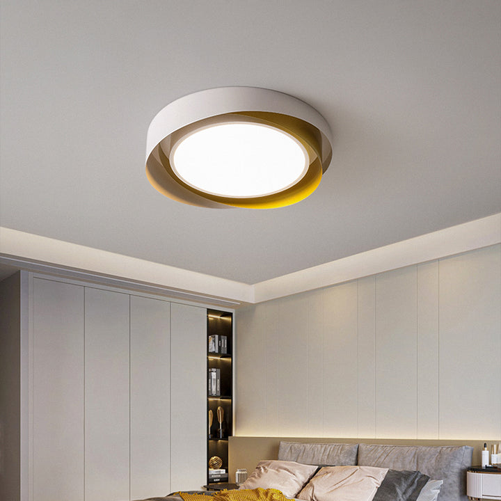 Contemporary Creative Iron Acrylic Geometric Multi-Layer Circle Ring LED Flush Mount Ceiling Light For Living Room