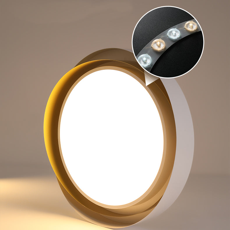 Luz de techo LED montada al ras con anillo de círculo multicapa geométrico de acrílico y hierro creativo contemporáneo para sala de estar 