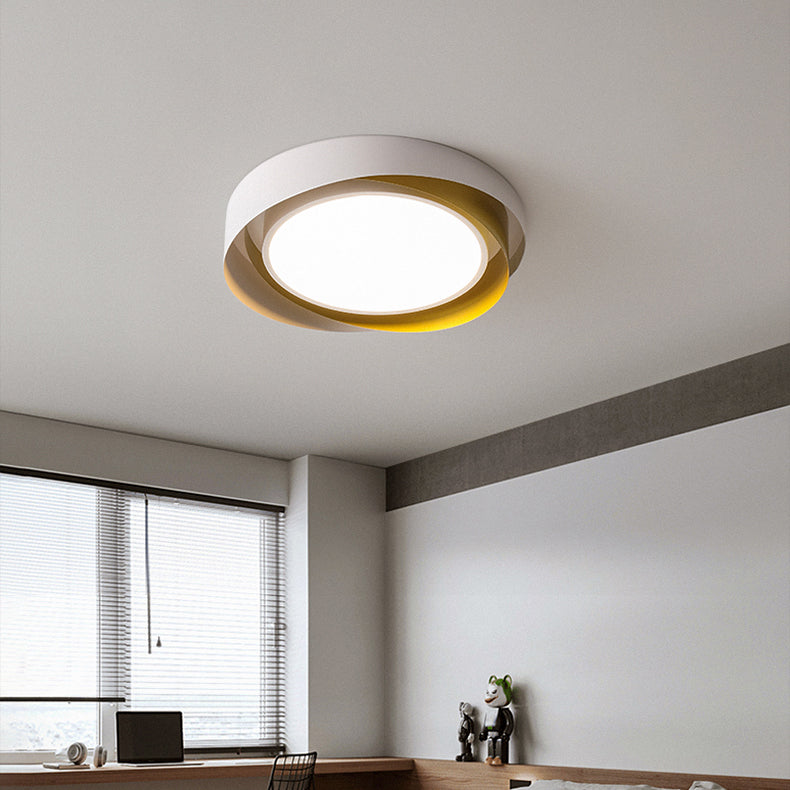 Luz de techo LED montada al ras con anillo de círculo multicapa geométrico de acrílico y hierro creativo contemporáneo para sala de estar 