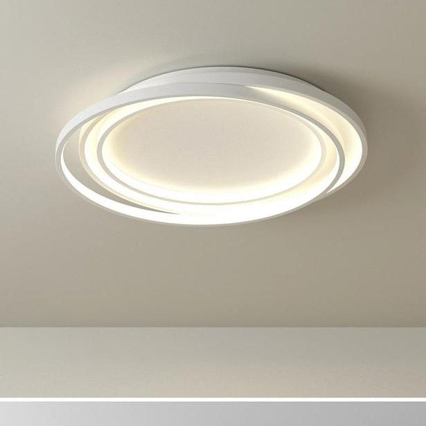 Plafonnier LED en fer silicone à monture affleurante avec anneaux cercles minimalistes modernes pour chambre 